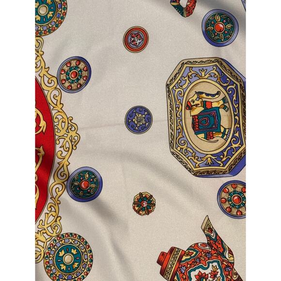 Hermès Authentic “Théières”  Red Porcelain Print Large Silk Scarf - Picture 3 of 6